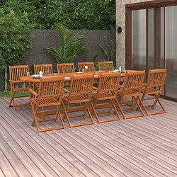 vidaXL Ensemble à manger de jardin 11 pcs 280x90x75 cm bois d'acacia