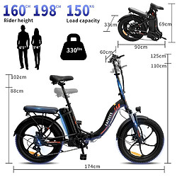 Avis Vélo électrique FAFREES F20 Pliable 36V 250W 15Ah Batterie Vitesse Max 25km/h Noir