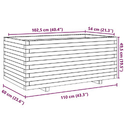 vidaXL Jardinière blanc 110x60x49,5 cm bois de pin massif pas cher