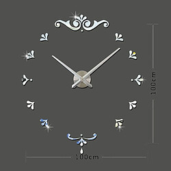 Wewoo Horloges DIY argent Chambre à coucher maison à piles Frameless grand 3D miroir bricolage Wall Sticker Mute horloge, taille: 100 * 100 cm