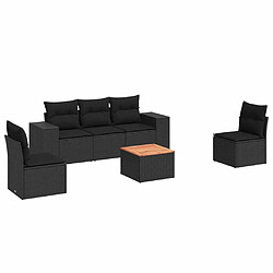 Maison Chic Salon de jardin 6 pcs avec coussins | Ensemble de Table et chaises | Mobilier d'Extérieur noir résine tressée -GKD43705