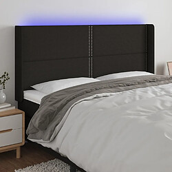 Maison Chic Tête de lit moderne à LED lumineuse pour chambre - Décoration de lit Noir 203x16x118/128 cm Tissu -MN18440