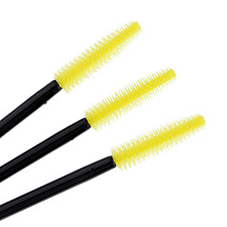 Avis 50pcs silicone extension cils brosses mascara baguettes applicateurs de maquillage jaune