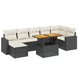 vidaXL Salon de jardin 8 pcs avec coussins noir résine tressée