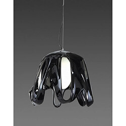 Luminaire Center Suspension Phantom 1 Ampoule E27, noir brillant/verre blanc dépoli/chrome poli