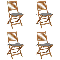 vidaXL Chaises pliables - Acacia massif avec coussins