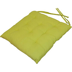 Avis Jardindeco Galette de chaise en coton uni 40 cm 8 points vert anis.