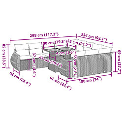 vidaXL Salon de jardin 11 pcs avec coussins beige résine tressée pas cher