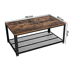 Acheter VASAGLE Table Basse Vintage, Table de Salon, Bout de canapé, avec Grand Plateau, Armature métallique Rigide, Montage Facile, Aspect Vieux Bois LCT61X