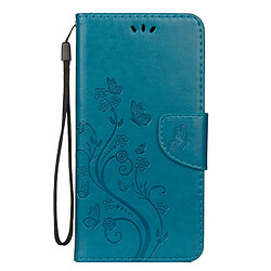 Wewoo Housse Étui à rabat horizontal avec motif papillon en relief fente pour cartes & porte-monnaie & lanière iPhone XR bleu