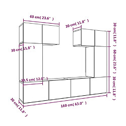 vidaXL Ensemble de meubles TV 6 pcs Noir Bois d'ingénierie pas cher