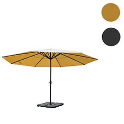 Mendler Parasol en aluminium Meran Pro, gastronomie, marché, sans volant, Ø 5m ~ crème avec pied