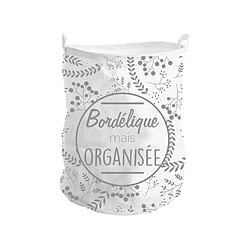 Sudtrading Panier à linge "Bordélique mais organisée" - 40 x 50cm - blanc