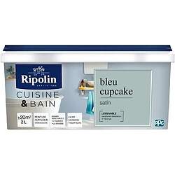 RIPOLIN Peinture murale speciale pieces humides cuisine et bain - 2 L - Bleu cupcake