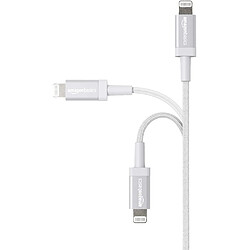 Basics Câble USB A vers Lightning en nylon tressé Chargeur certifié MFi pour iPhone Argenté 1,82 m