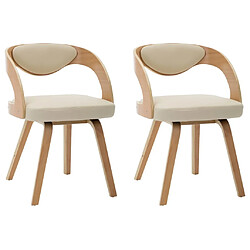 Maison Chic Lot de 2 Chaises à manger,Chaise pour cuisine,Solide Structure crème bois courbé et similicuir -MN82820