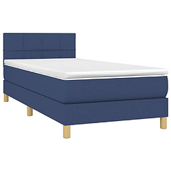 Avis Maison Chic Structures de lit + matelas,Lit à sommier tapissier avec matelas Bleu 90x190 cm Tissu -MN12435