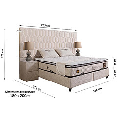 Vivenla Ensemble de lit coffre 180x200 en velours beige avec un matelas à ressorts ensachés 7 zones de confort de la collection TOKYO pas cher