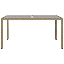 Maison Chic Table de jardin | Table d'extérieur 150x90x75 cm Verre trempé/résine tressée Beige -GKD27933