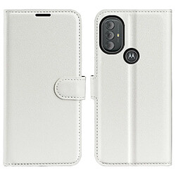 Etui en PU texture litchi blanc pour votre Motorola Moto G Power (2022)