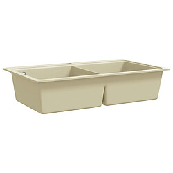 Avis vidaXL Évier de cuisine Granit Double lavabo Beige