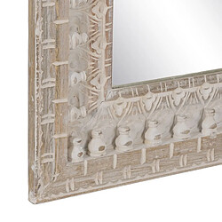 BigBuy Home Miroir mural Blanc Naturel Verre Bois de manguier Bois MDF Vertical 71,1 x 5,1 x 101,6 cm pas cher