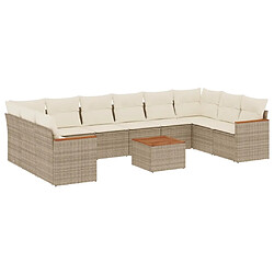 Maison Chic Salon de jardin 11 pcs avec coussins | Ensemble de Table et chaises | Mobilier d'Extérieur beige résine tressée -GKD87081