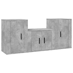 Maison Chic Ensemble de meubles TV 3 pcs pour salon - Gris béton Bois d'ingénierie -MN55460