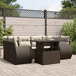 vidaXL Salon de jardin avec coussins 7 pcs marron résine tressée