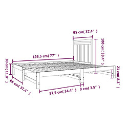 vidaXL Lit coulissant sans matelas blanc 2x(90x190) cm pas cher