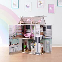 Olivia'S Little World Maison de poupée en bois enfant 3 étages avec 13 accessoires de mobilier blanche Olivia’s Little World TD-13632A pas cher