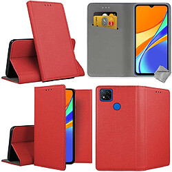 Htdmobiles Housse etui portefeuille avec coque intérieure en silicone pour Xiaomi Redmi 10A + film ecran - ROUGE MAGNET