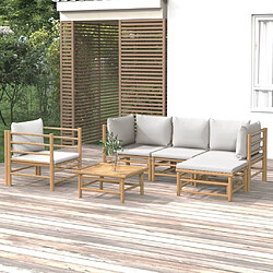 Maison Chic Salon de jardin 6 pcs + coussins - Mobilier/Meubles de jardin - Table et chaises d'extérieur gris clair bambou -MN40872