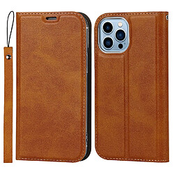 Coque en TPU + PU avec porte-carte et cordon marron pour votre iPhone 13 Pro 6.1 pouces