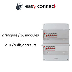 Coffret électrique pré-équipé 2 rangées/26 modules - 2 ID/9 disjoncteurs - EasyConnect Thomson