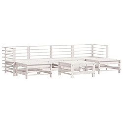 Maison Chic Salon de jardin 7 pcs - Table et chaises d'extérieur - Mobilier/Meubles de jardin Moderne Blanc Bois de pin massif -MN20362