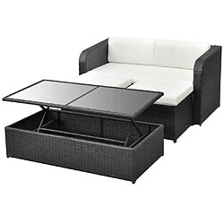 Acheter vidaXL Salon de jardin 4 pcs avec coussins Résine tressée Noir