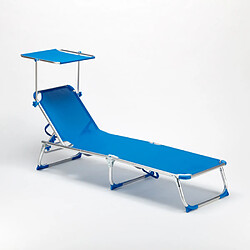 Avis Beach And Garden Design Lit de plage pliant bain de soleil transat piscine portable pare-soleil California, Couleur: Bleu