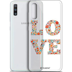 Caseink Coque Pour Samsung Galaxy A70 (6.7 ) [Gel HD Collection Summer Design Love Flowers - Souple - Ultra Fin - Imprimé en France]