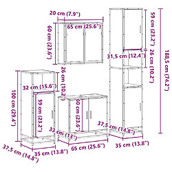 vidaXL Ensemble de meubles de salle de bain 4 pcs chêne marron pas cher