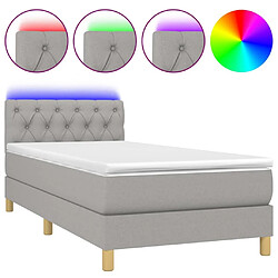 Sommier à lattes et LED,Cadre à lattes de lit avec matelas pour Adulte Gris clair 80x200cm -MN85700