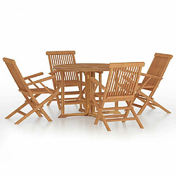 Maison Chic Ensemble à dîner d'extérieur pliable 5 pcs,Mobilier de salle à manger d'extérieur,Meuble à dîner Bois solide de teck -GKD643102