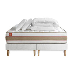 Marmottes & Co Pack prêt à dormir matelas LE DÉLICAT 160x200 Ressorts ensachés et Mémoire de forme + double sommiers Blanc