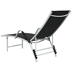 Avis Helloshop26 Transat chaise longue bain de soleil lit de jardin terrasse meuble d'extérieur textilène et aluminium noir 02_0012933