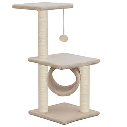 Helloshop26 Arbre à chat griffoir grattoir niche jouet animaux peluché en sisal 65 cm beige 3702217