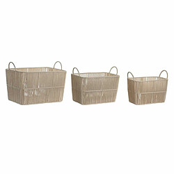 Set de basket DKD Home Decor Beige Métal Coton (39 x 29 x 31 cm)