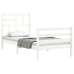 Acheter Maison Chic Cadre/structure de lit avec tête de lit pour adulte - Lit Moderne Chambre blanc simple bois massif -MN55290