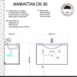 Acheter Kiamami Valentina MEUBLE SUSPENDU SALLE DE BAINS MANHATTAN 80 cm GRIS AVEC LAVABO