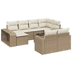 vidaXL Salon de jardin 11 pcs avec coussins beige résine tressée