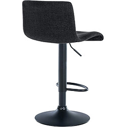 Decoshop26 Tabouret de bar x1 design simple avec repose-pieds en tissu noir pieds en métal noir 10_0004559